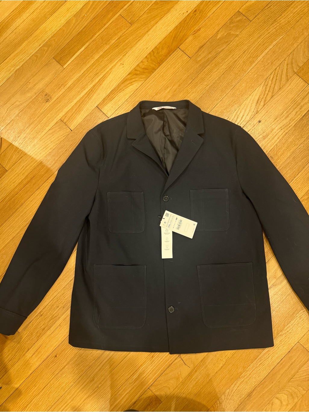 Men's Black Casual Blazer Jacket - Classic Patch Pocket